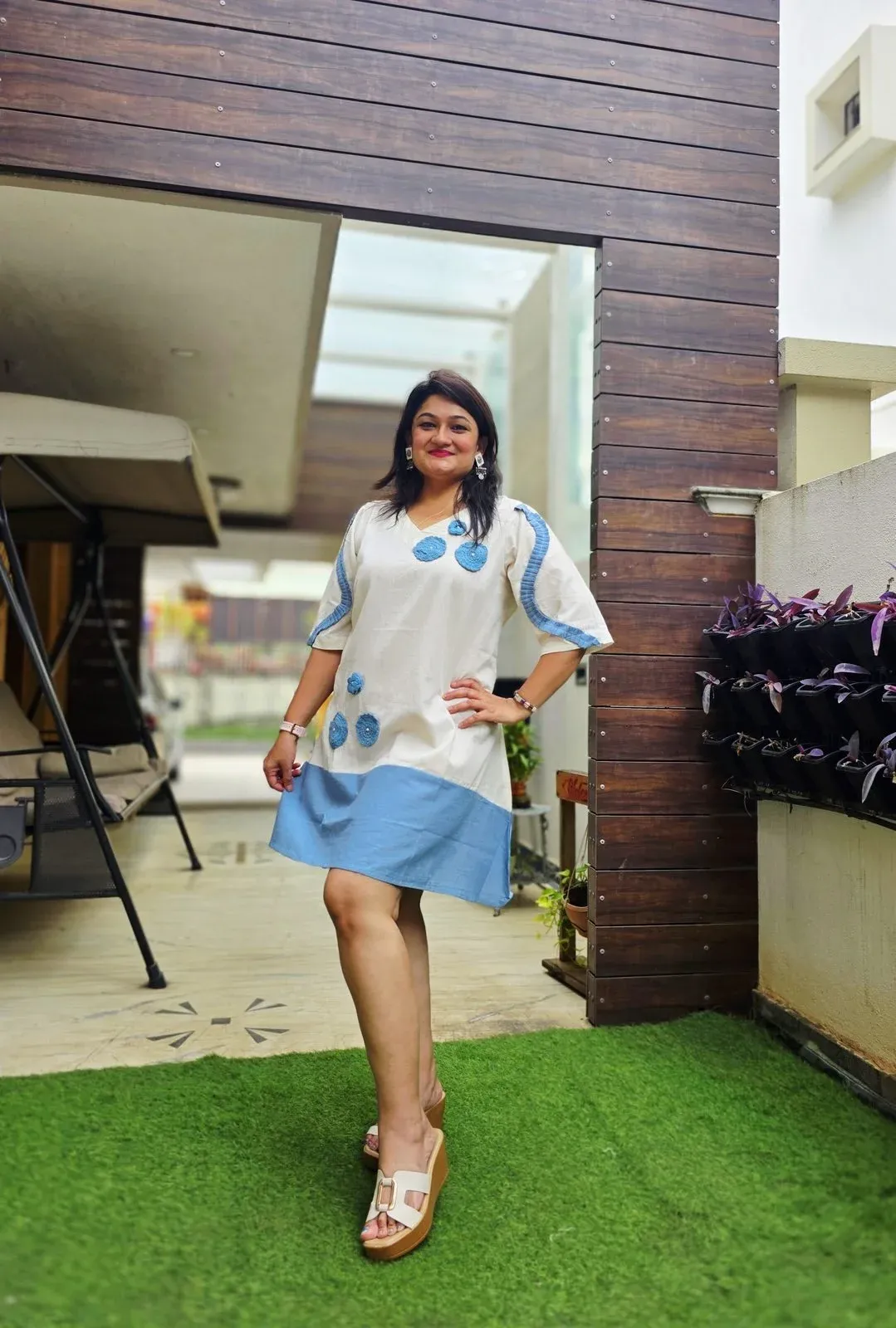 Blue Cotton Designer Dress, photo 4