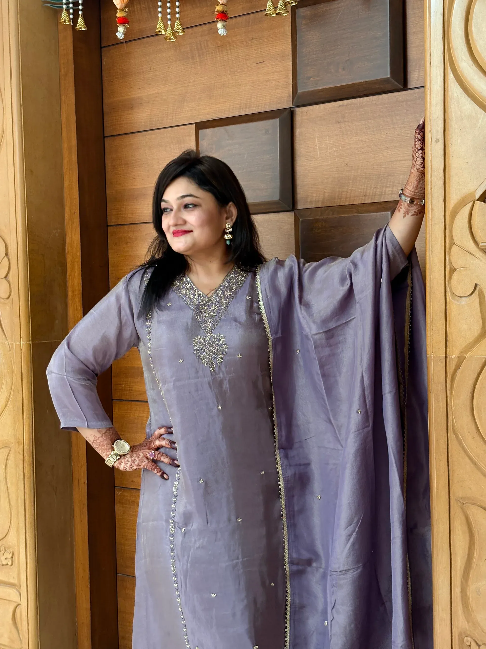 Lilac A-line Festive Dress