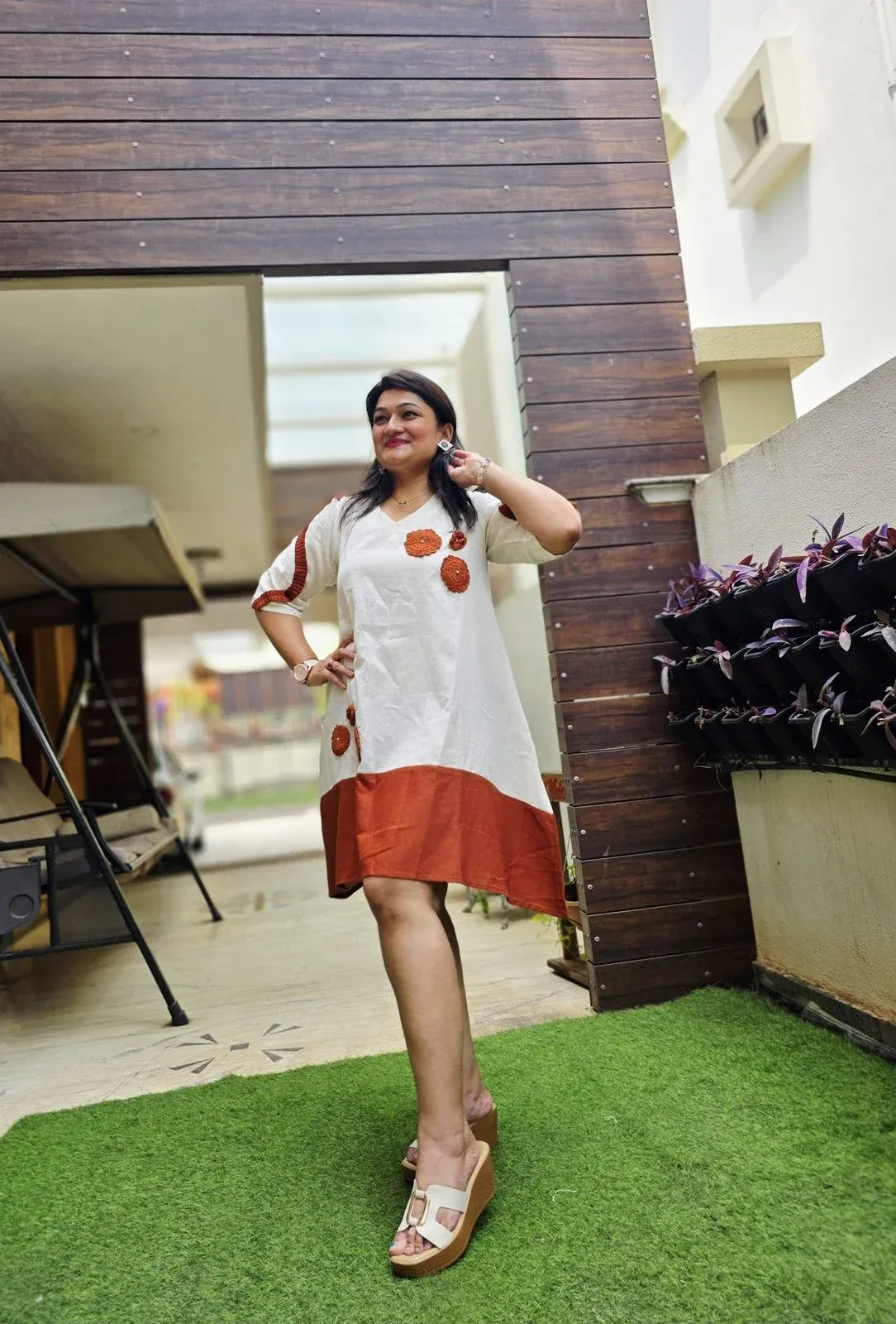Rust Cotton Designer Dress, photo 3