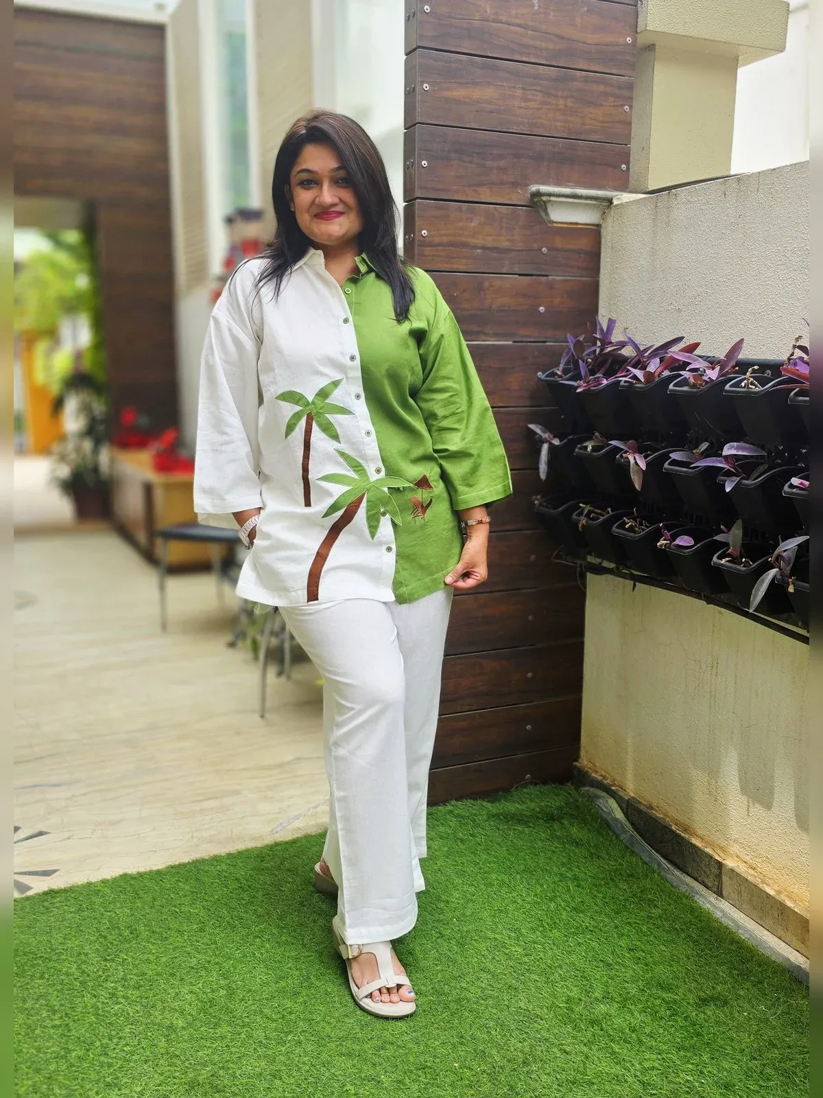 White & Green Cotton Co-ord Set, photo 2