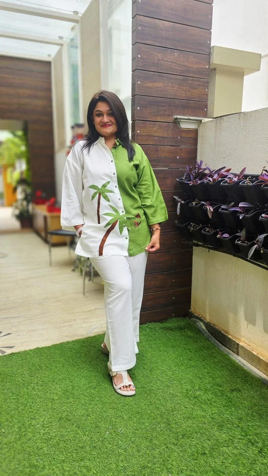White & Green Cotton Co-ord Set, photo 2