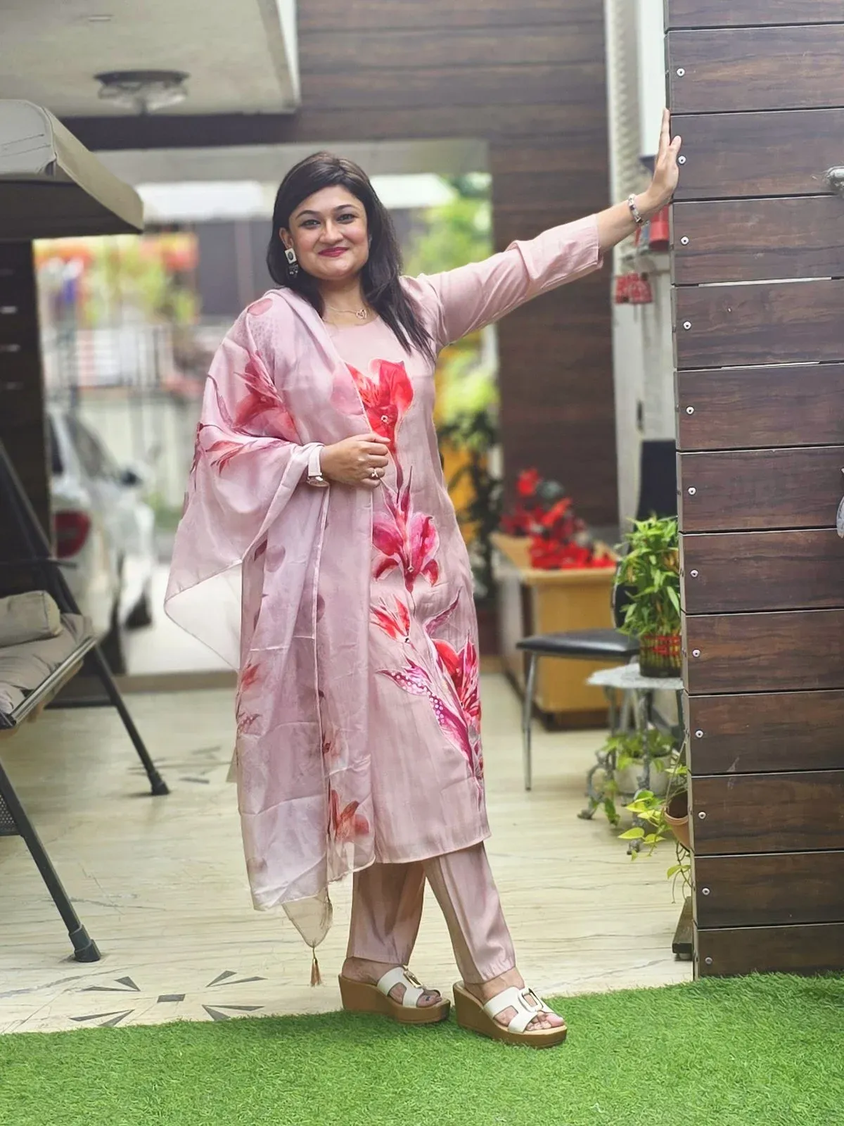 Pink Mul Chanderi Designer Dress, photo 3